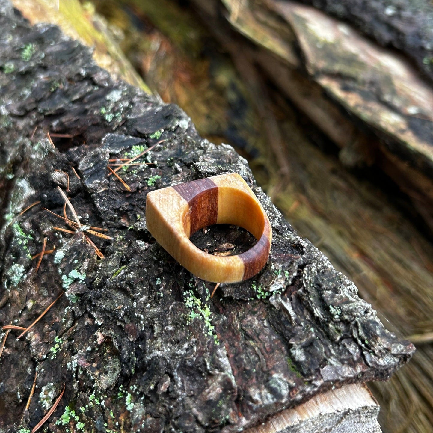Träsmycken /Handmade Large wood ring - Träsmycken Hantverk- Bessie design handmade/ / Wooden jewelry