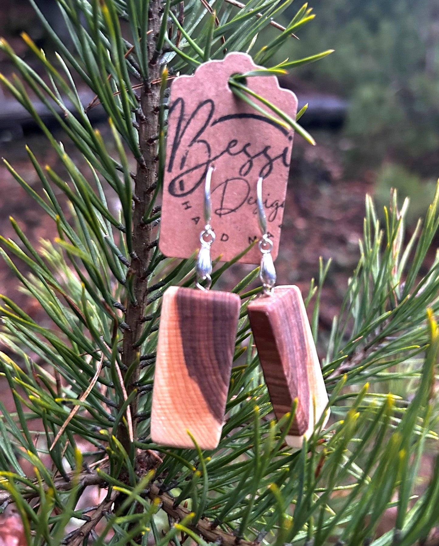 Wood earrings - Träsmycken Hantverk- Bessie design handmade/ / Wooden jewelry